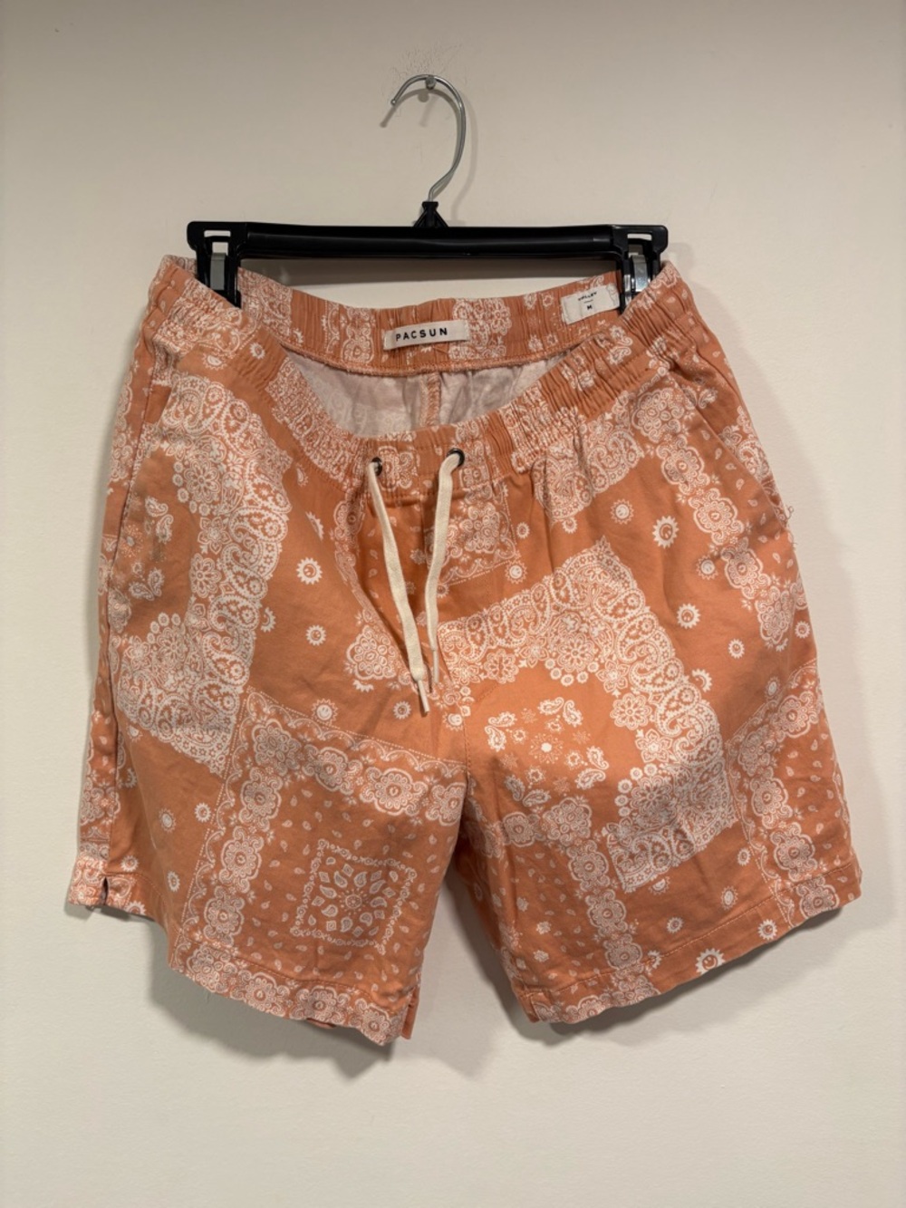 PacSun Men's Peach Bandana Print Swim Trunks